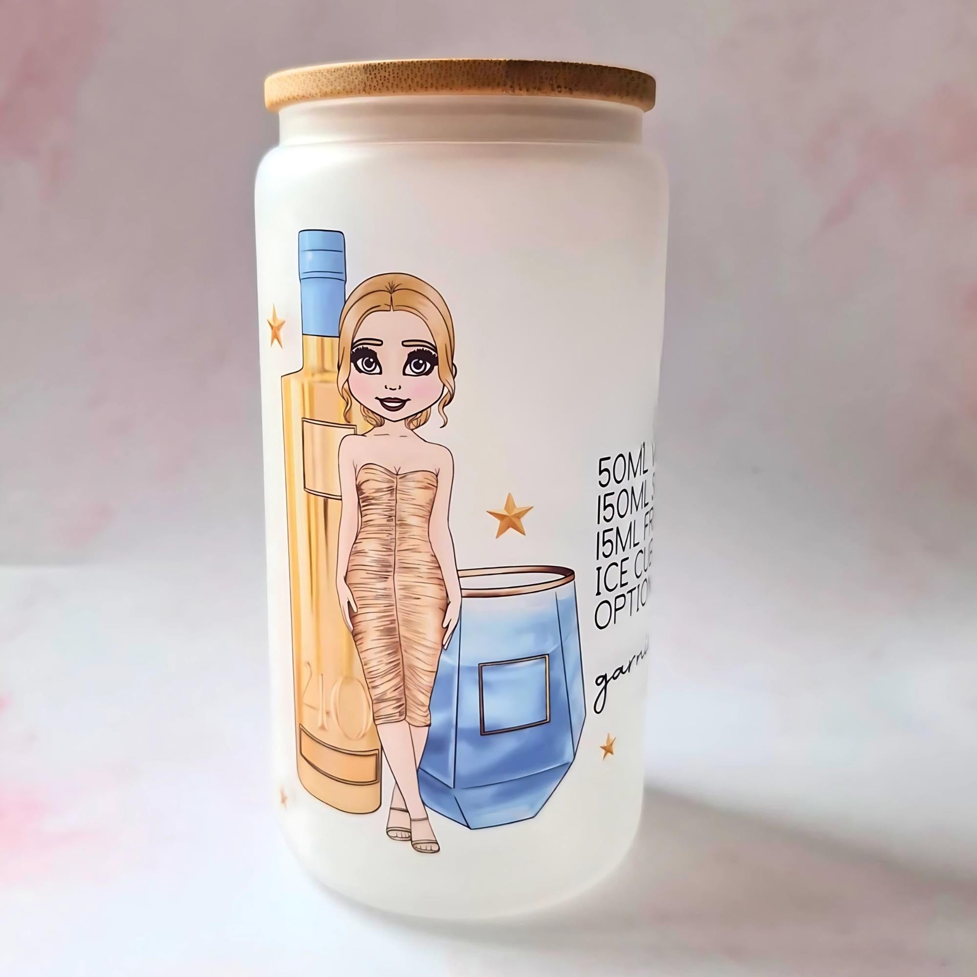 Personalised Vodka Girl Character Glass With Cocktail Recipe, Best Friend Milestone Birthday Gift