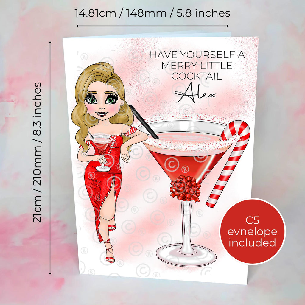 Personalised Candy Cane Christmas Cocktail Card For A Special Friend