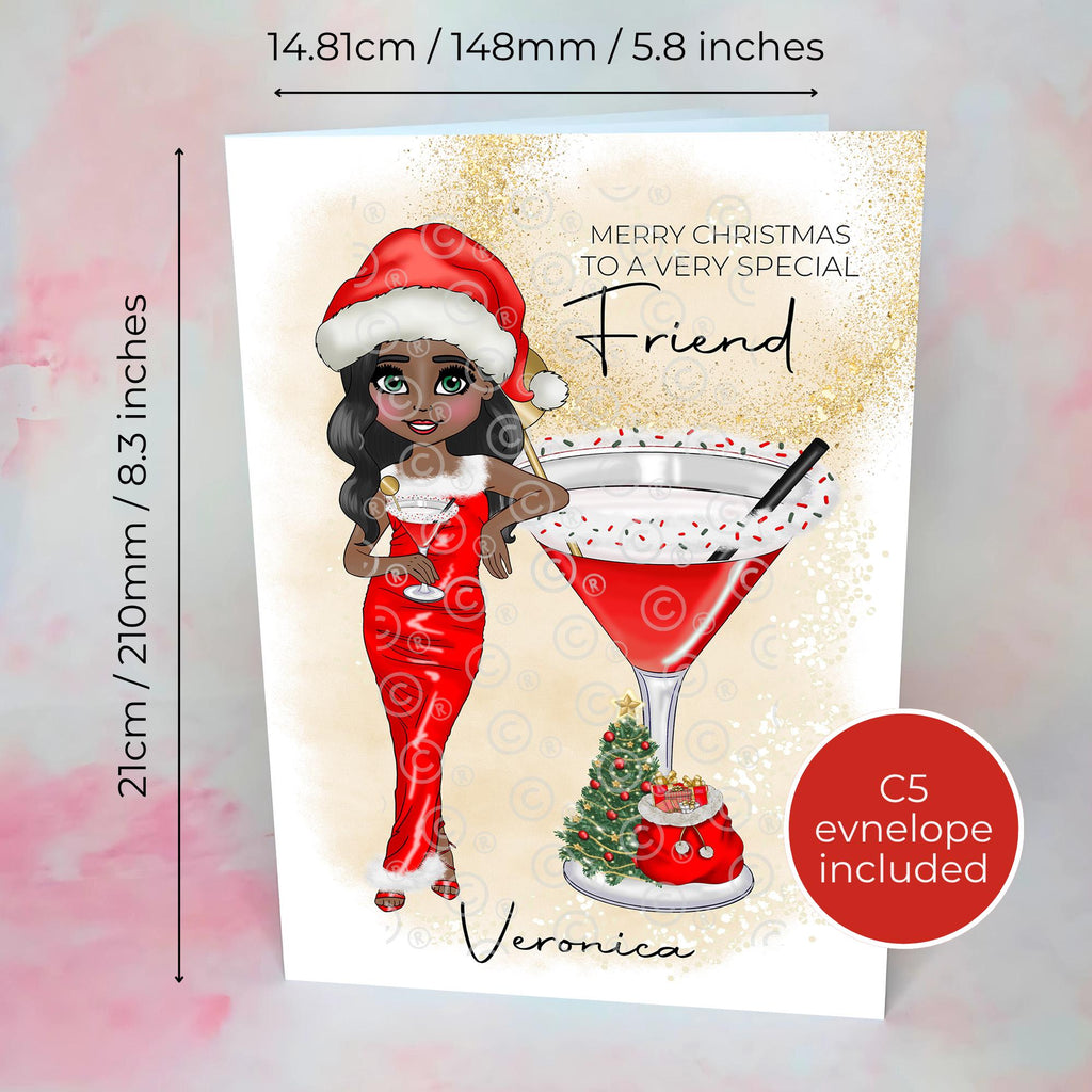 Personalised Mrs Clausmopolitan Christmas Cocktail Card For A Special Friend