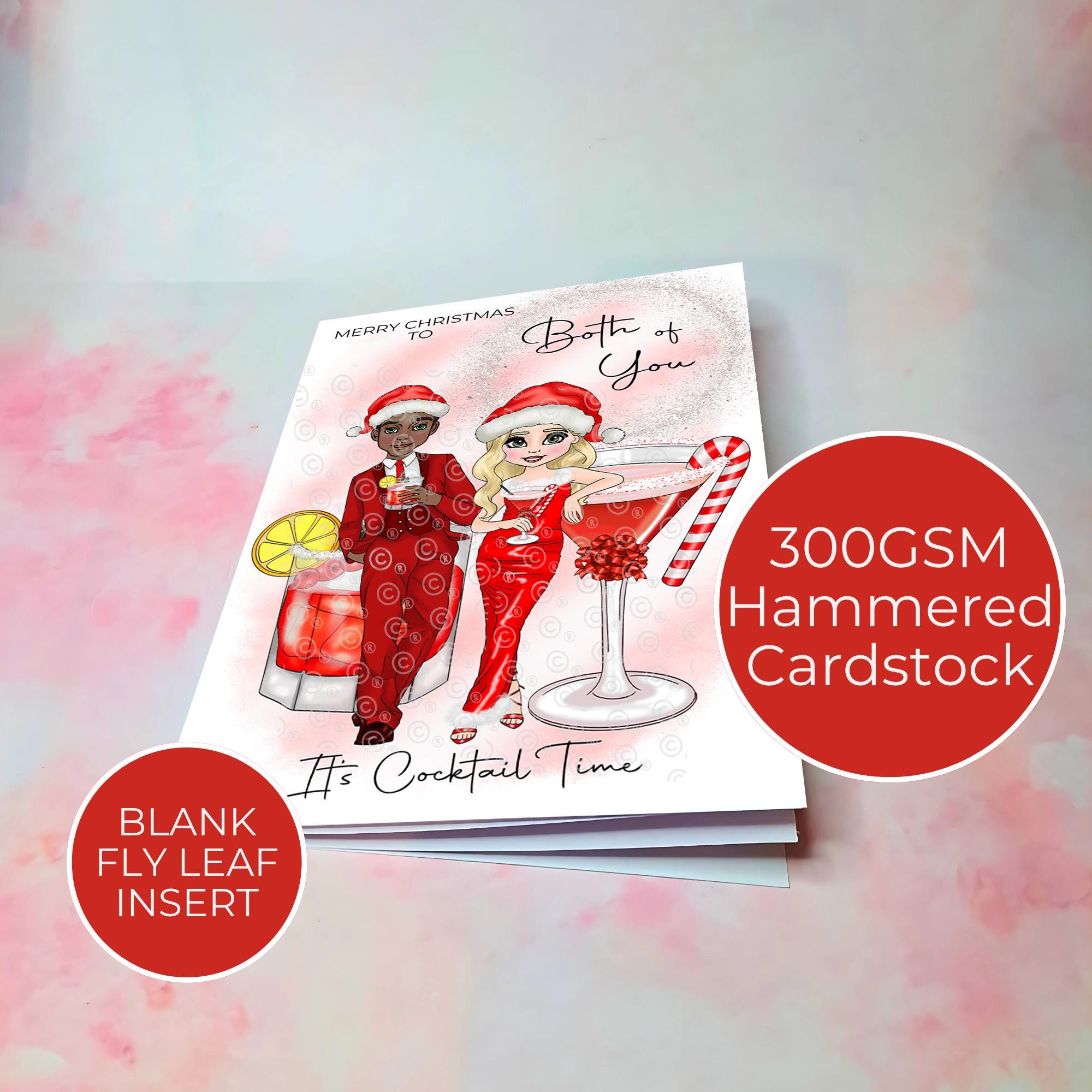 Personalised Candy Cane Christmas Cocktail Card To A Couple