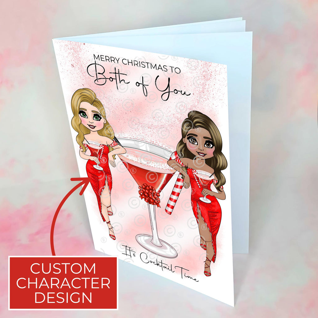 Personalised Candy Cane Christmas Cocktail Card To A Couple