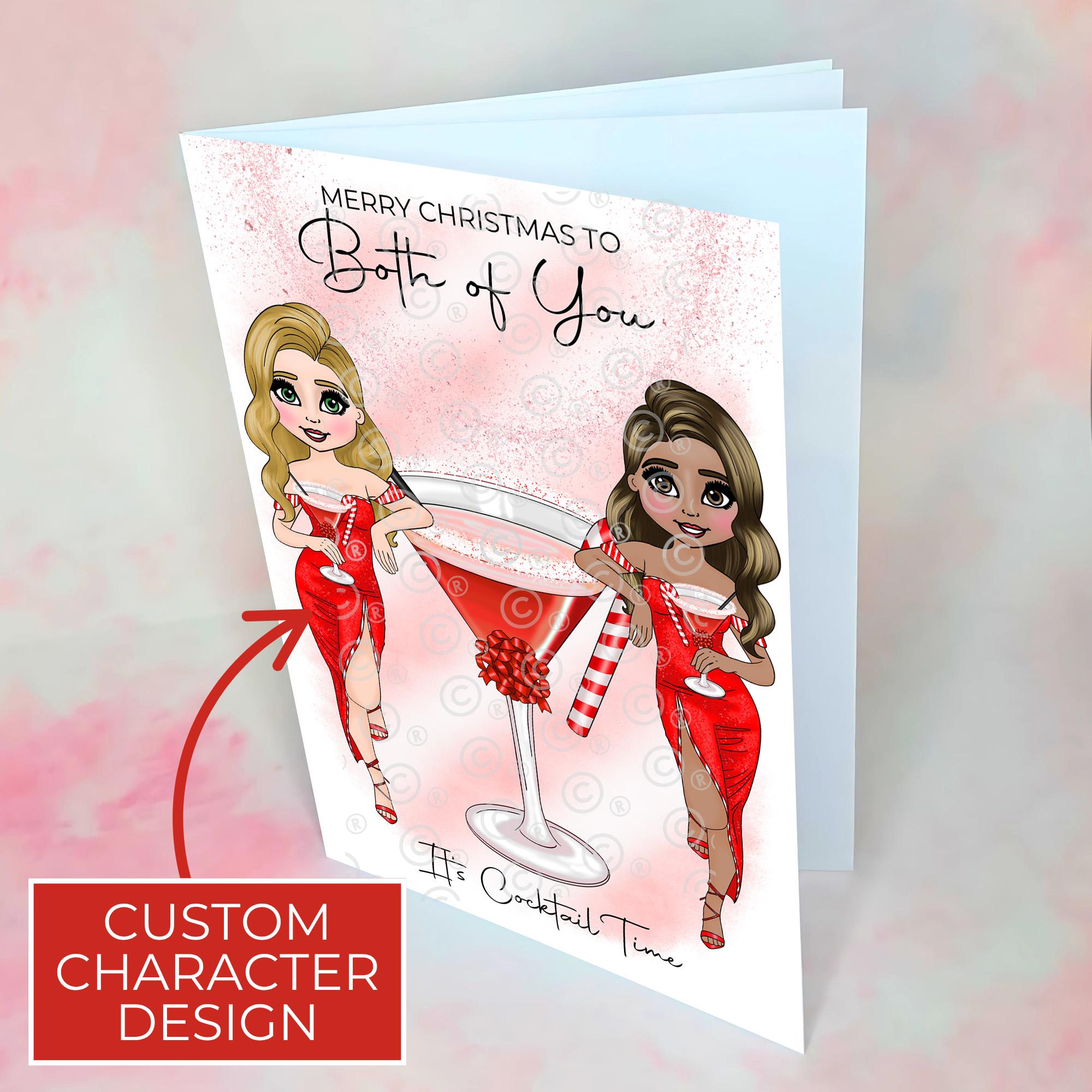 Personalised Candy Cane Christmas Cocktail Card To A Couple