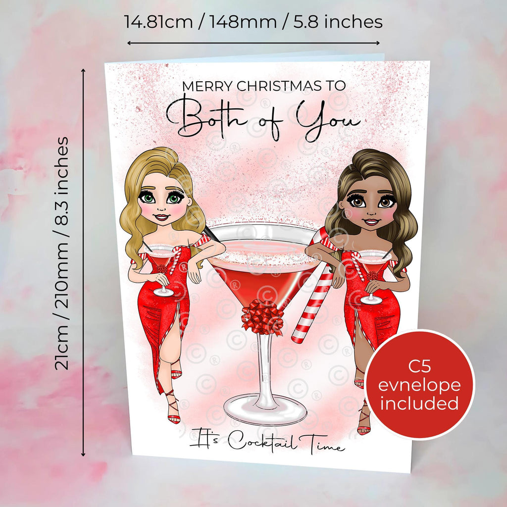 Personalised Candy Cane Christmas Cocktail Card To A Couple