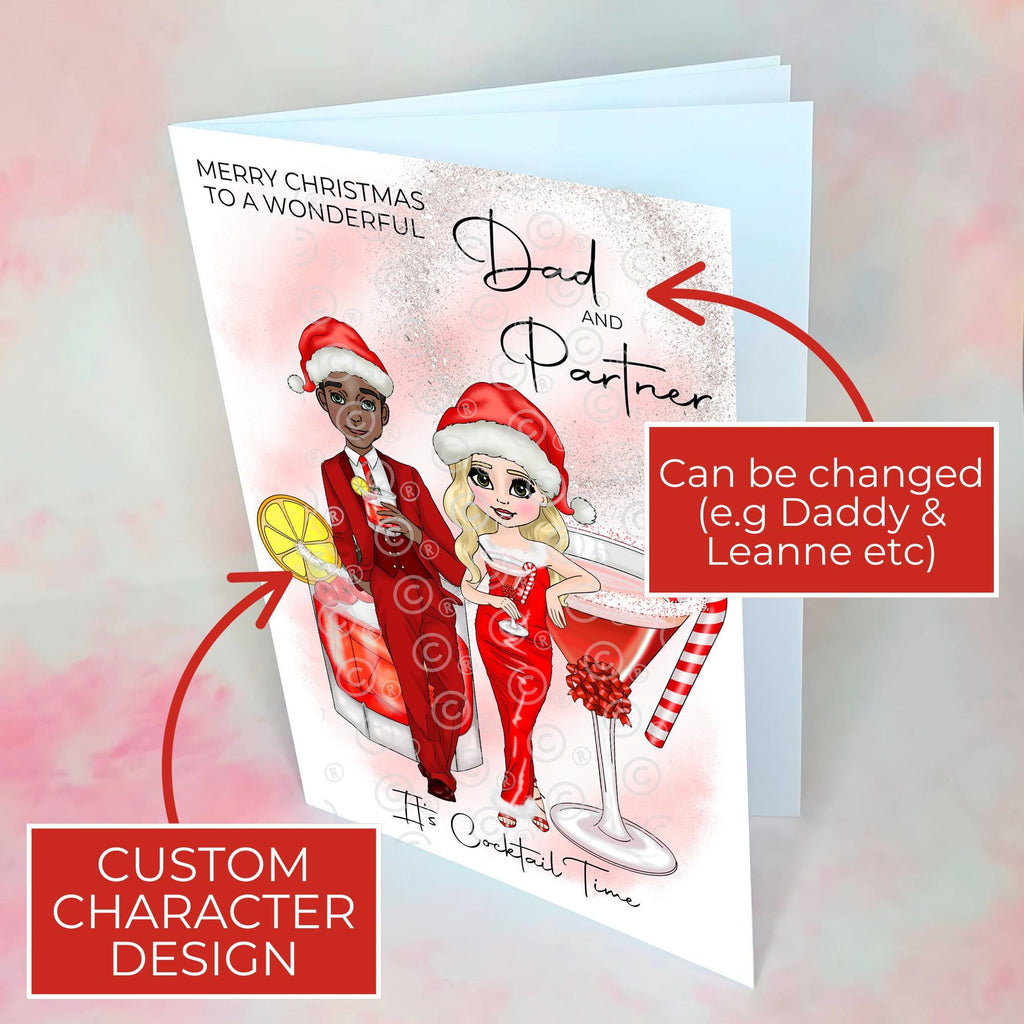Personalised Candy Cane Christmas Cocktail Card For Dad And Partner