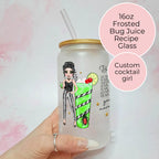 Personalised Bug Juice Character Glass With Cocktail Recipe, Halloween Party Cocktail Drinkware
