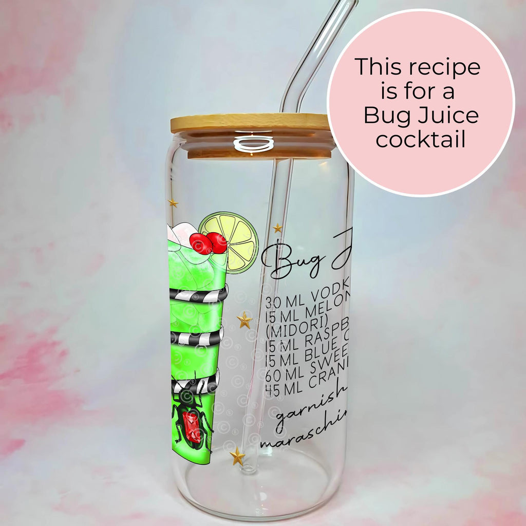 16oz Bug Juice Recipe Glass with Bamboo Lid & Straw