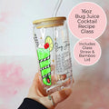 16oz Bug Juice Recipe Glass with Bamboo Lid & Straw