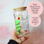 16oz Bug Juice Recipe Glass with Bamboo Lid & Straw