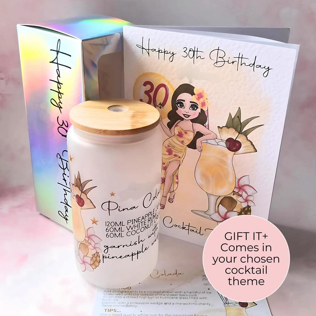 Personalised Devils Daiquiri Character Glass With Cocktail Recipe