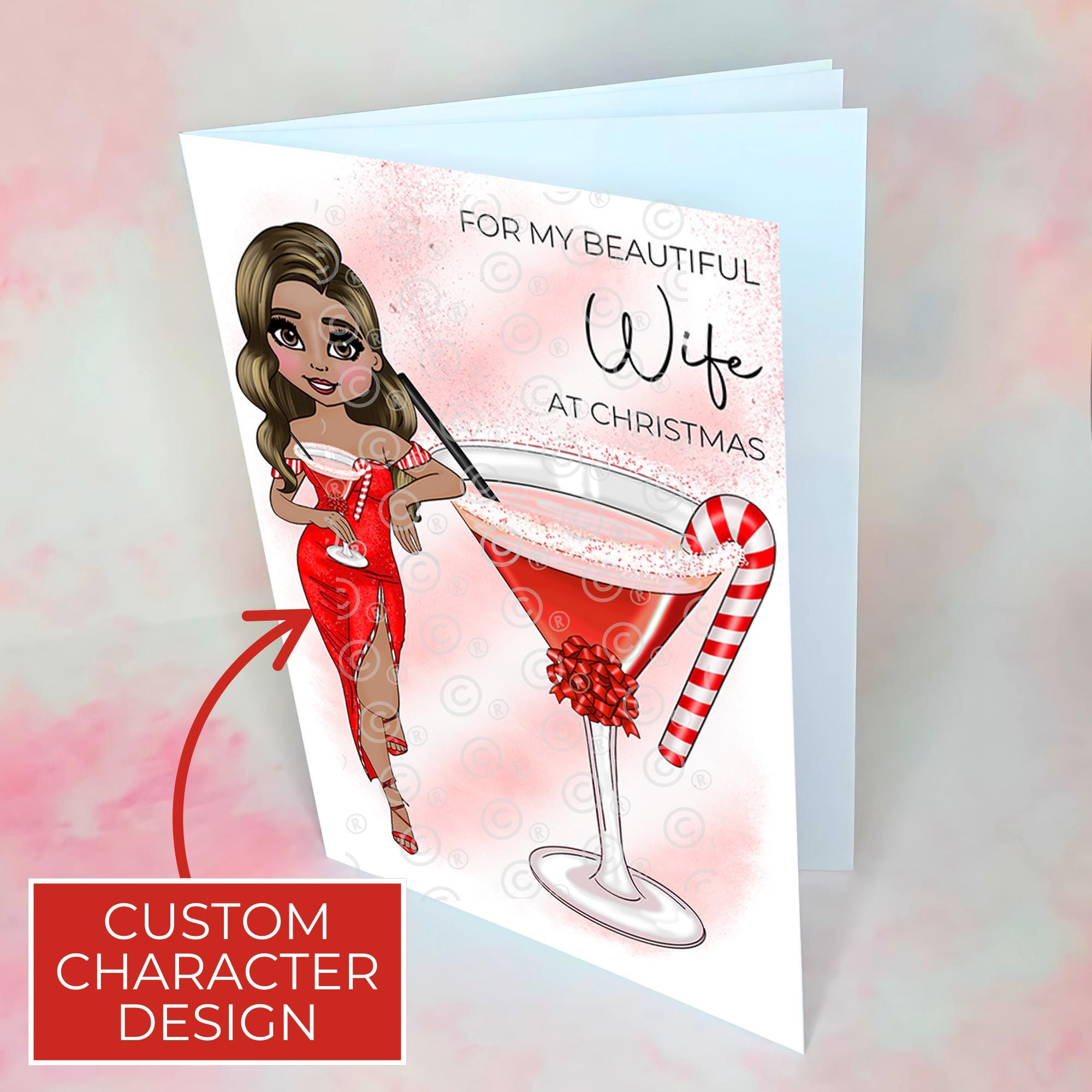 Personalised Candy Cane Cocktail Card for My Beautiful Wife