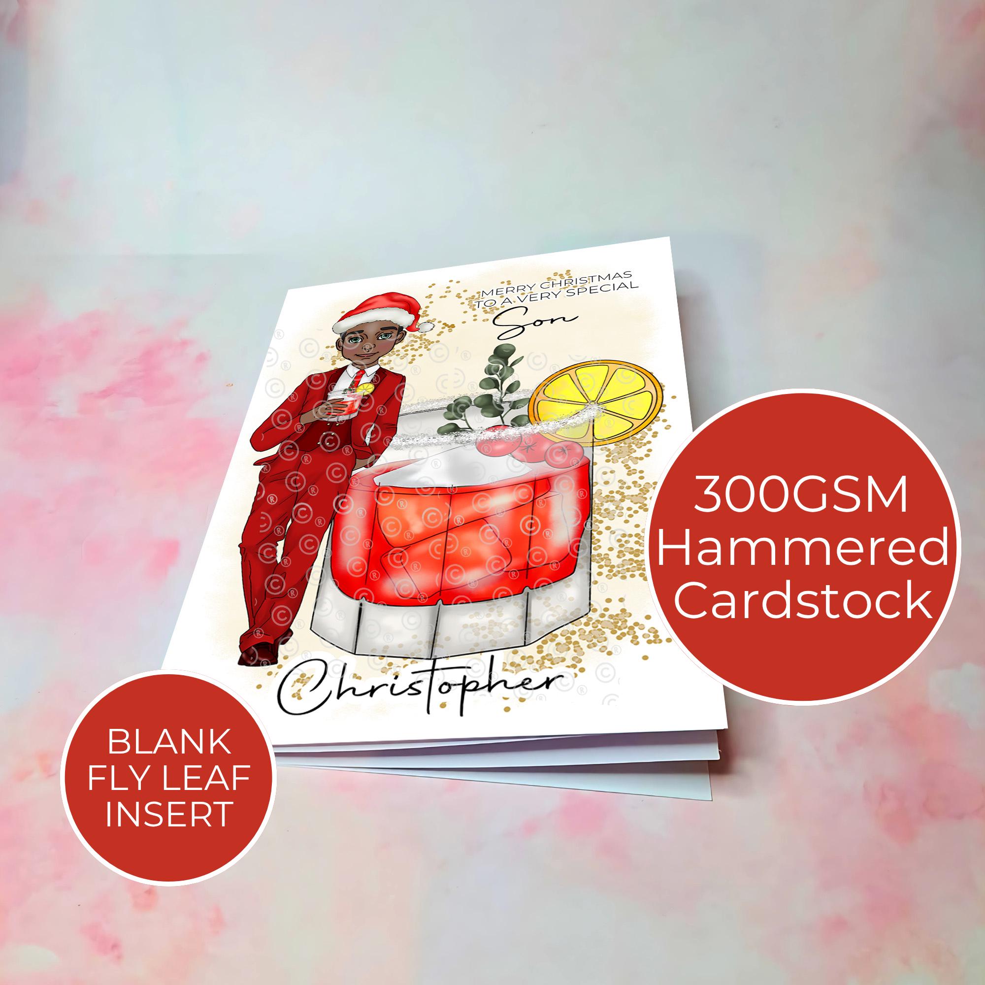 Personalised Santa Christmas Cocktail Card for A Special Son