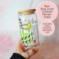 16oz Bug Juice Cocktail Recipe Glass with Bamboo Lid & Straw