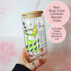 16oz Bug Juice Cocktail Recipe Glass with Bamboo Lid & Straw