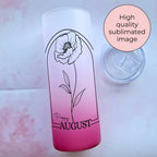 August Birth Flower Ombre Tumbler Gift, Poppy Line Art 20oz Glass Tumbler