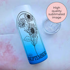 September Birth Flower Line Art Ombre Tumbler, End Of Term Teacher Gift