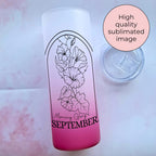 October Birth Flower Ombre Glass Tumbler, Morning Glory Line Art Gift For Her Birthday