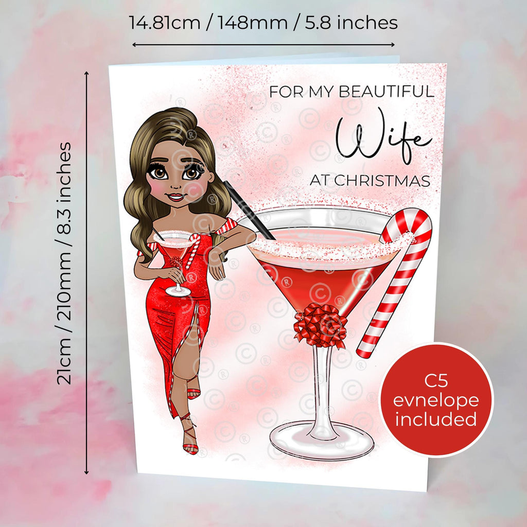 Personalised Candy Cane Cocktail Card for My Beautiful Wife