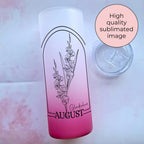August Birth Flower Ombre Tumbler Gift, Gladiolus Line Art 20oz Glass Tumbler For Her Birthday Gift