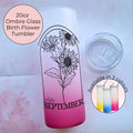 September Birth Flower Line Art Ombre Tumbler, End Of Term Teacher Gift
