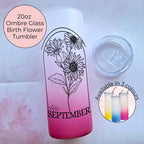 September Birth Flower Line Art Ombre Tumbler, End Of Term Teacher Gift