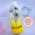 September Birth Flower Line Art Ombre Tumbler, End Of Term Teacher Gift