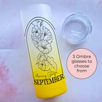 October Birth Flower Ombre Glass Tumbler, Morning Glory Line Art Gift For Her Birthday