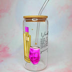 16oz Vodka Girl Cocktail Recipe Glass with Bamboo Lid & Straw, Best Friend Birthday Gift