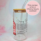 16oz Cherry Sours Cocktail Recipe Glass with Bamboo Lid & Straw