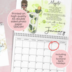 Personalised 2027 Cocktail Themed Wall Calendar, Horizontal Hanging Calendar With Monthly Cocktail Recipes