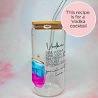 16oz Vodka Girl Cocktail Recipe Glass with Bamboo Lid & Straw