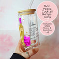 16oz Vodka Girl Cocktail Recipe Glass with Bamboo Lid & Straw, Best Friend Birthday Gift