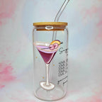 16oz Sugar Plum Fairy Cocktail Recipe Glass with Bamboo Lid & Straw, Christmas Gift For Her