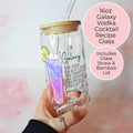 16oz Galax Vodka Cocktail Recipe Glass with Bamboo Lid & Straw