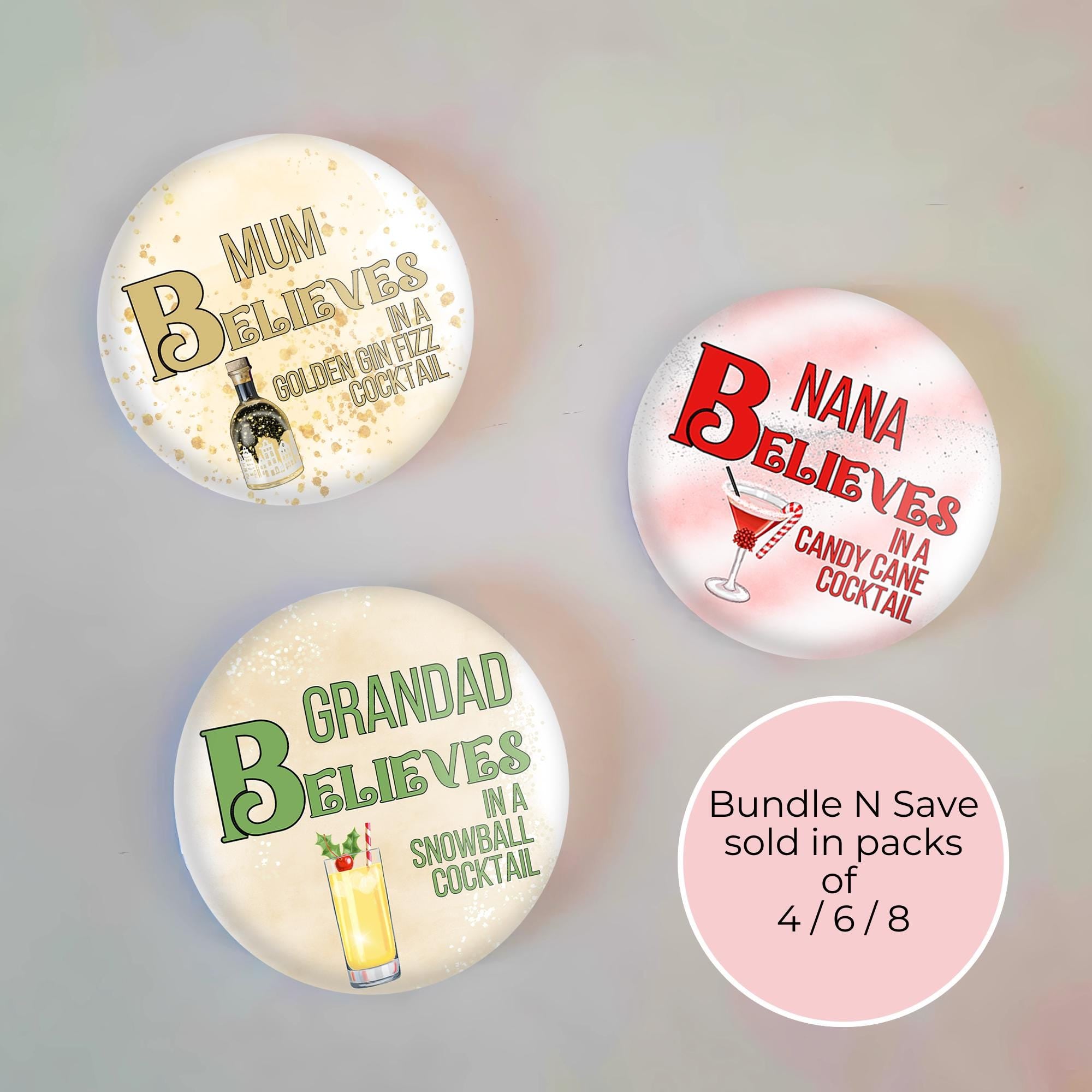 "I Believe In A Dirty Snowman" Novelty Button Badge, Christmas Table Place Setting