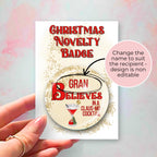 "I Believe In A Clausmopolitan " Novelty Cocktail Button Badge, Christmas Family Humour