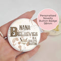 "I Believe In A Baileys Martini " Novelty Button Badge, Table Name Setting Badge