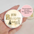 "I Believe In A Golden Gin Fizz" Novelty Button Badge, Christmas Family Humour