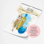 Personalised 2027 Cocktail Themed Wall Calendar, Vertical Hanging Calendar With Monthly Cocktail Recipes
