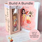 16oz Pink Gin 75 Cocktail Recipe Glass with Bamboo Lid & Straw