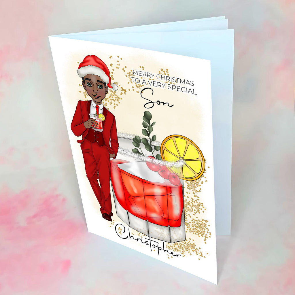 Personalised Santa Christmas Cocktail Card for A Special Son