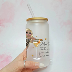 Personalised Plus Sized Martini Frosted Recipe Glass With Custom Character